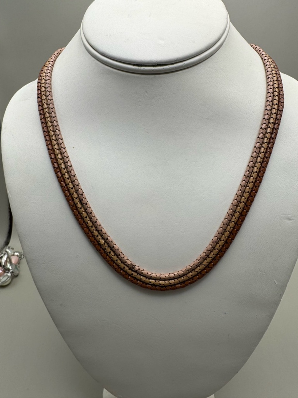Women's Brown Braided Necklace - Classic Woven Chain. 87